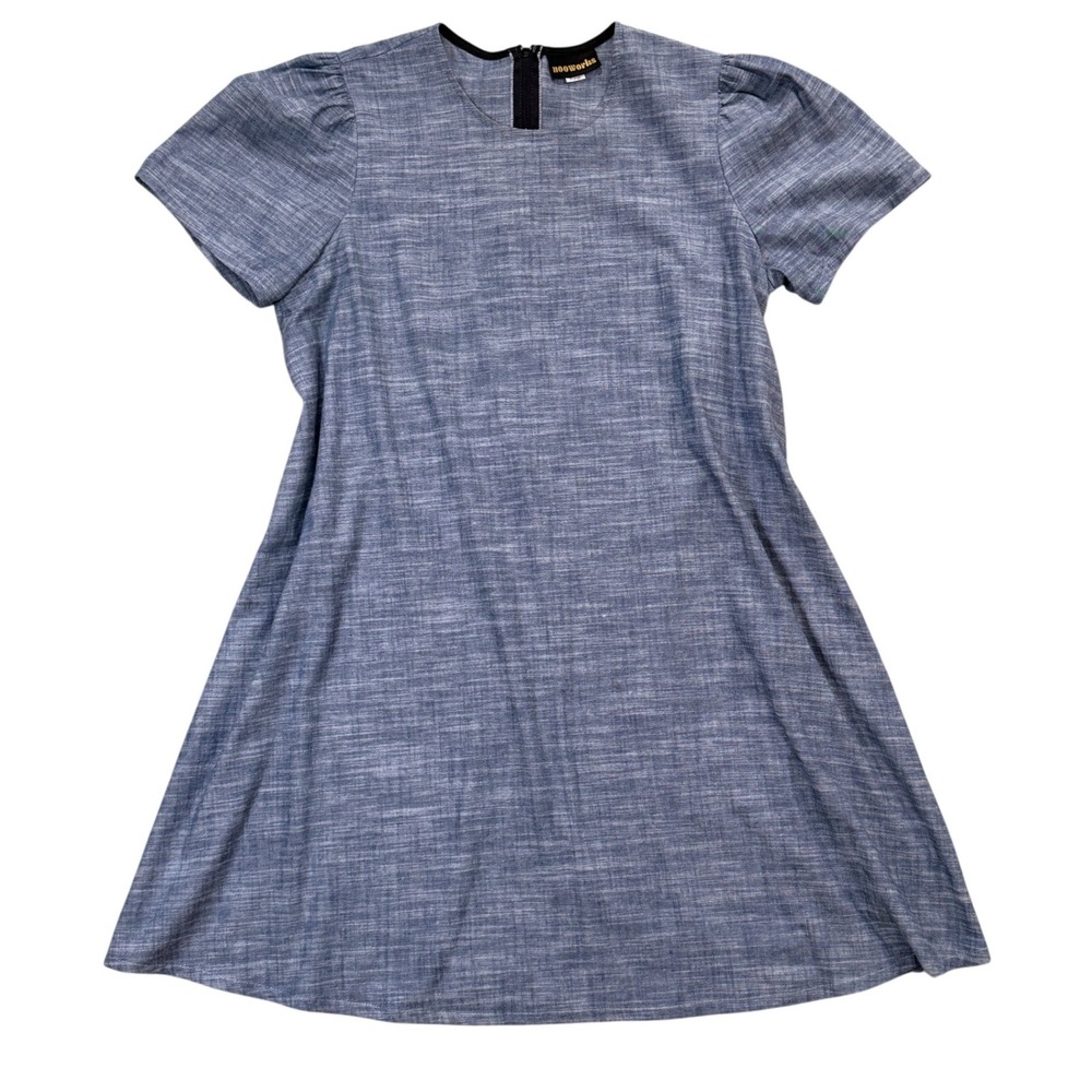Nooworks Cotton Twill Shift Dress Short Puff Sleeve XL Stretch Made in USA - Picture 10 of 10